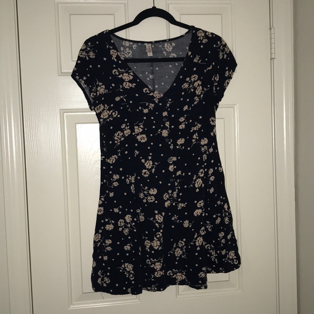 Black floral skater dress